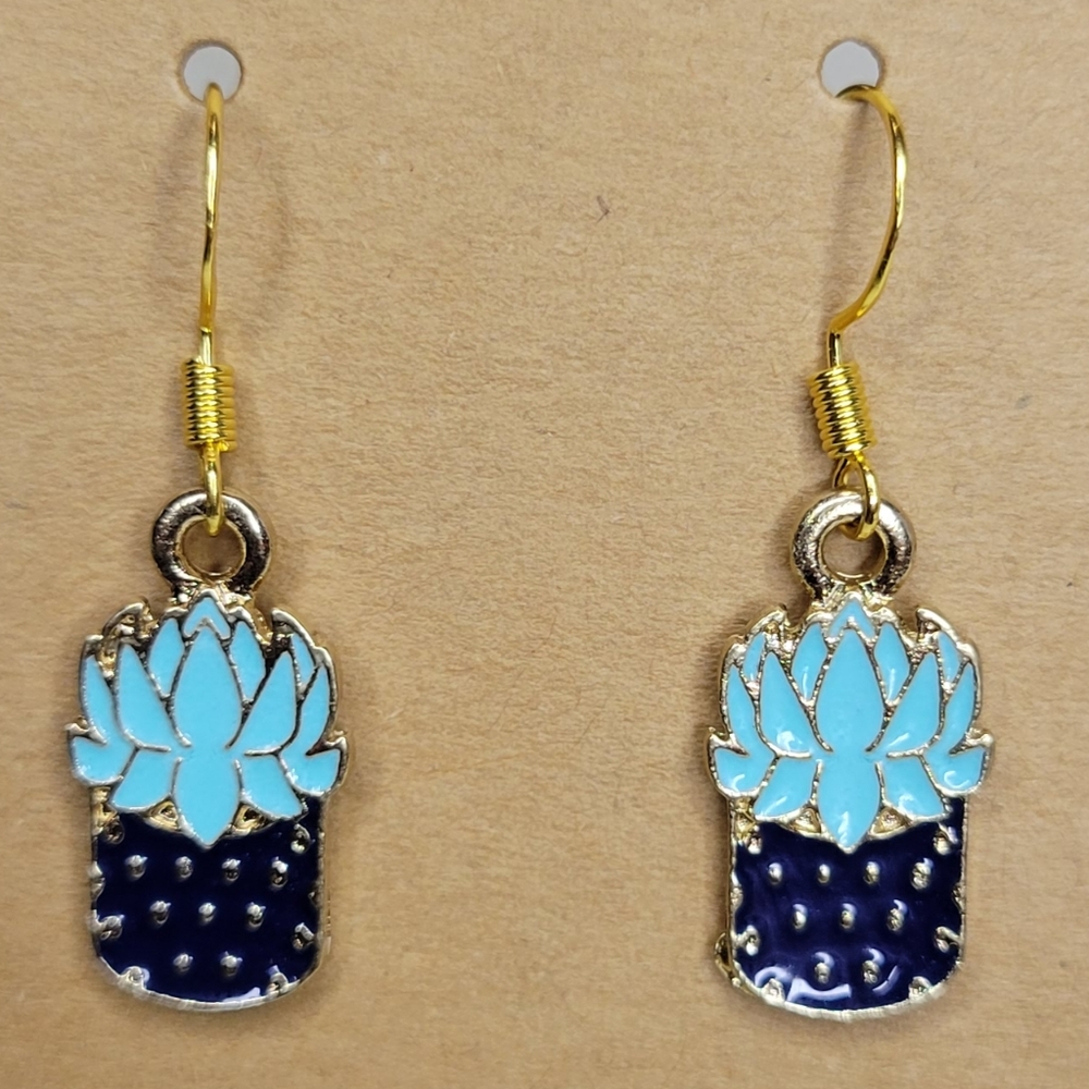 Blue Aloe Succulent Earrings